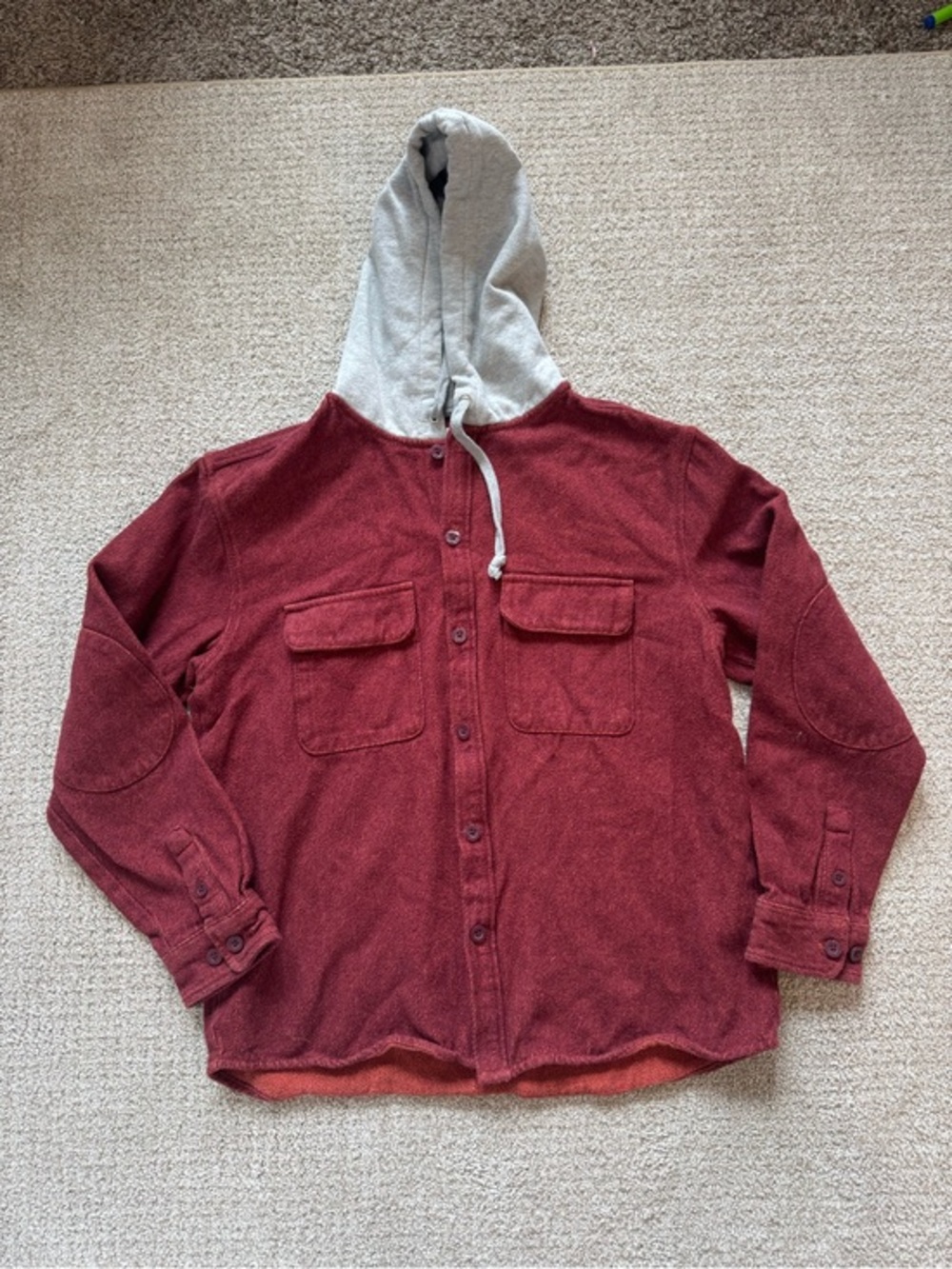 Urban Outfitters BDG Washed Twill Overshirt Jacket Hoodie Rust Orange Red